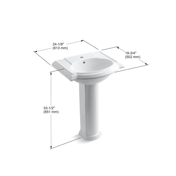 Kohler Devonshire Ceramic 25" Pedestal Bathroom Sink with Overflow